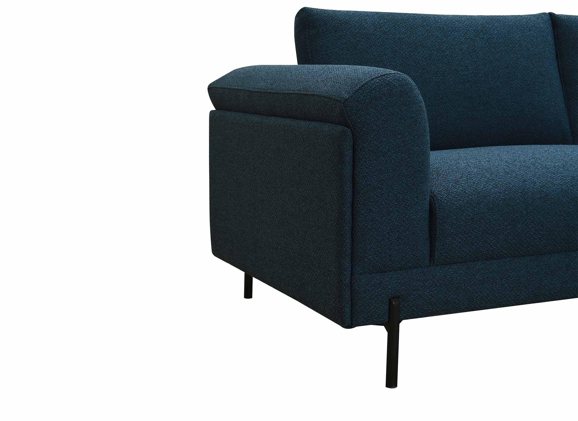 Canapé d'angle avec méridienne en tissu bleu LEIA - Angle Droit