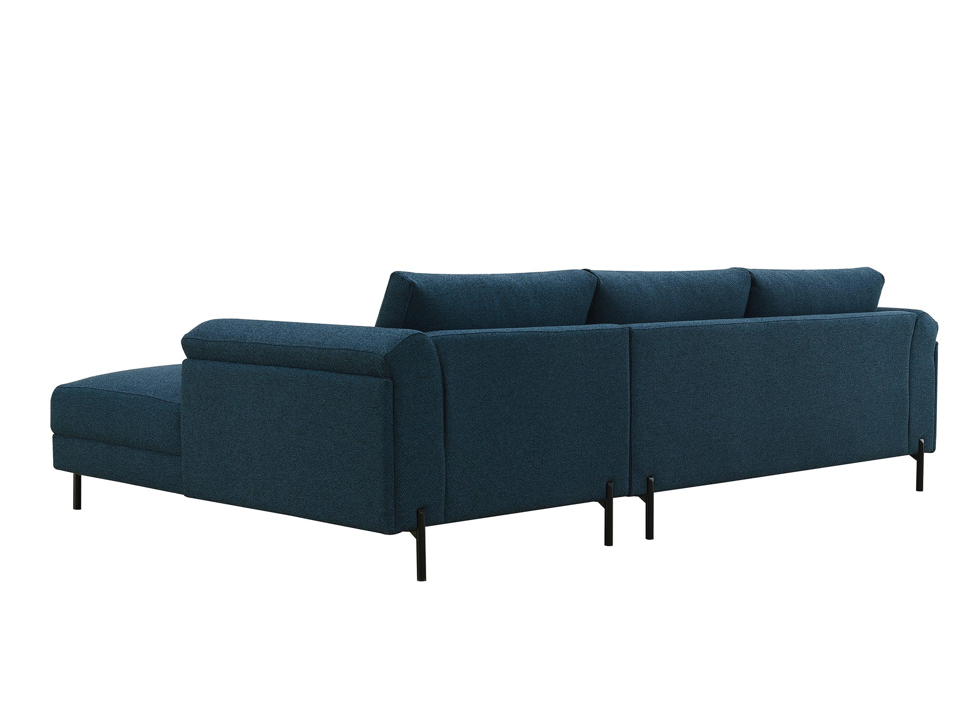 Canapé d'angle avec méridienne en tissu bleu LEIA - Angle Droit