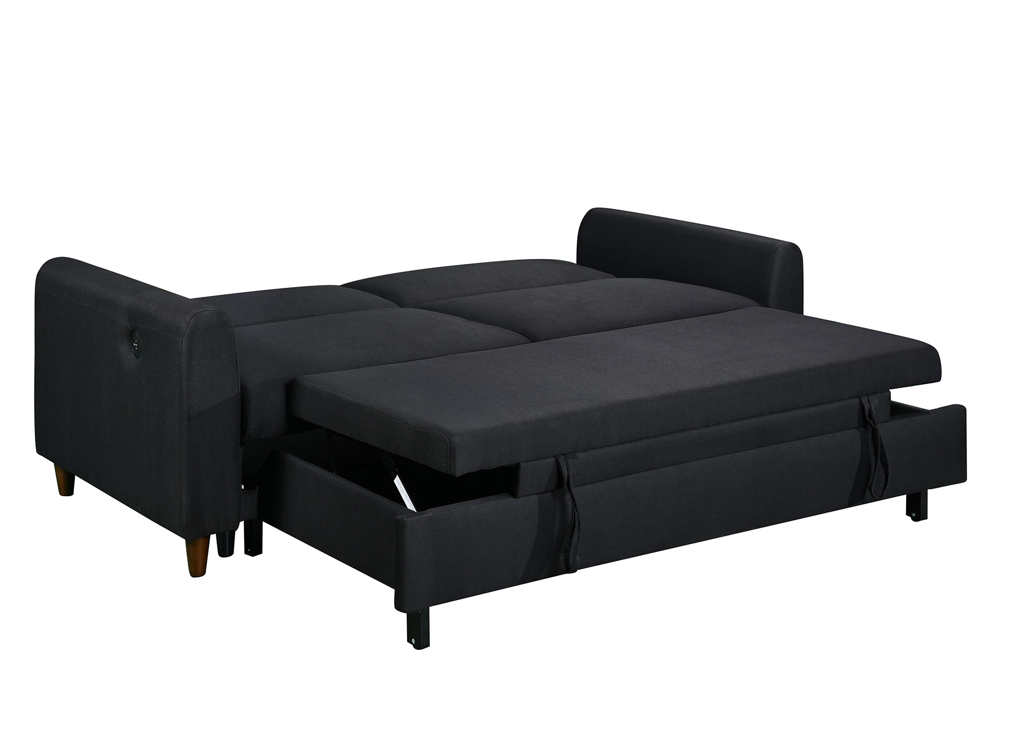 Canapé convertible 3 places en tissu lin noir ROSS