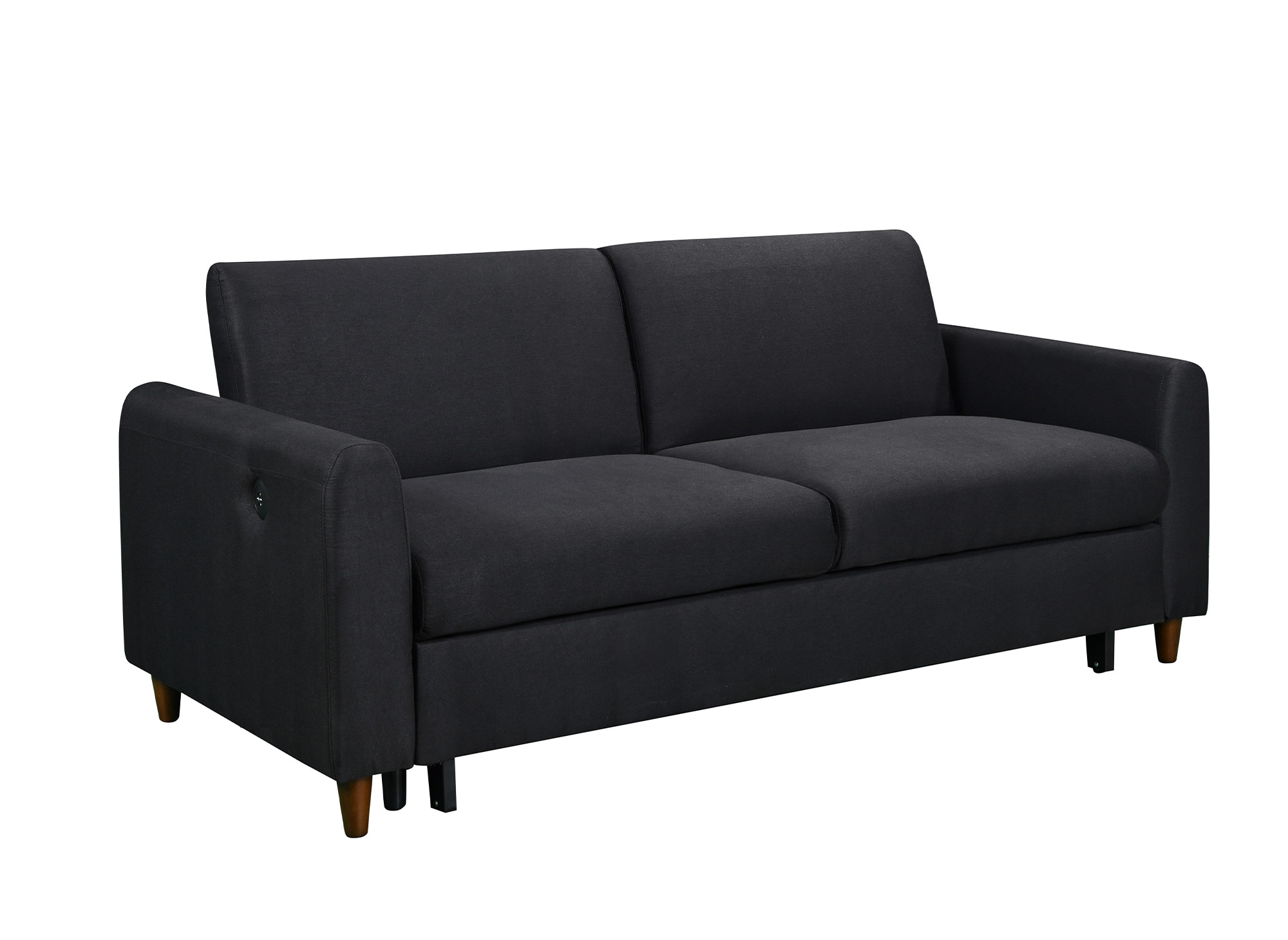 Canapé convertible 3 places en tissu lin noir ROSS