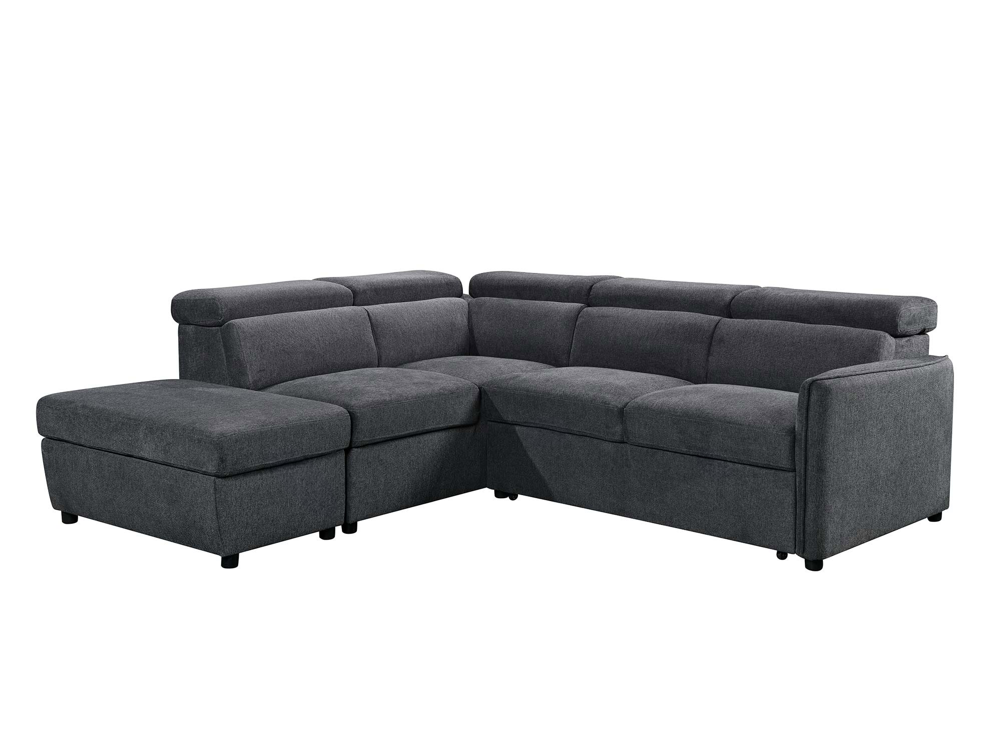 Canapé d'angle convertible en tissu gris NAIROBI - Angle gauche