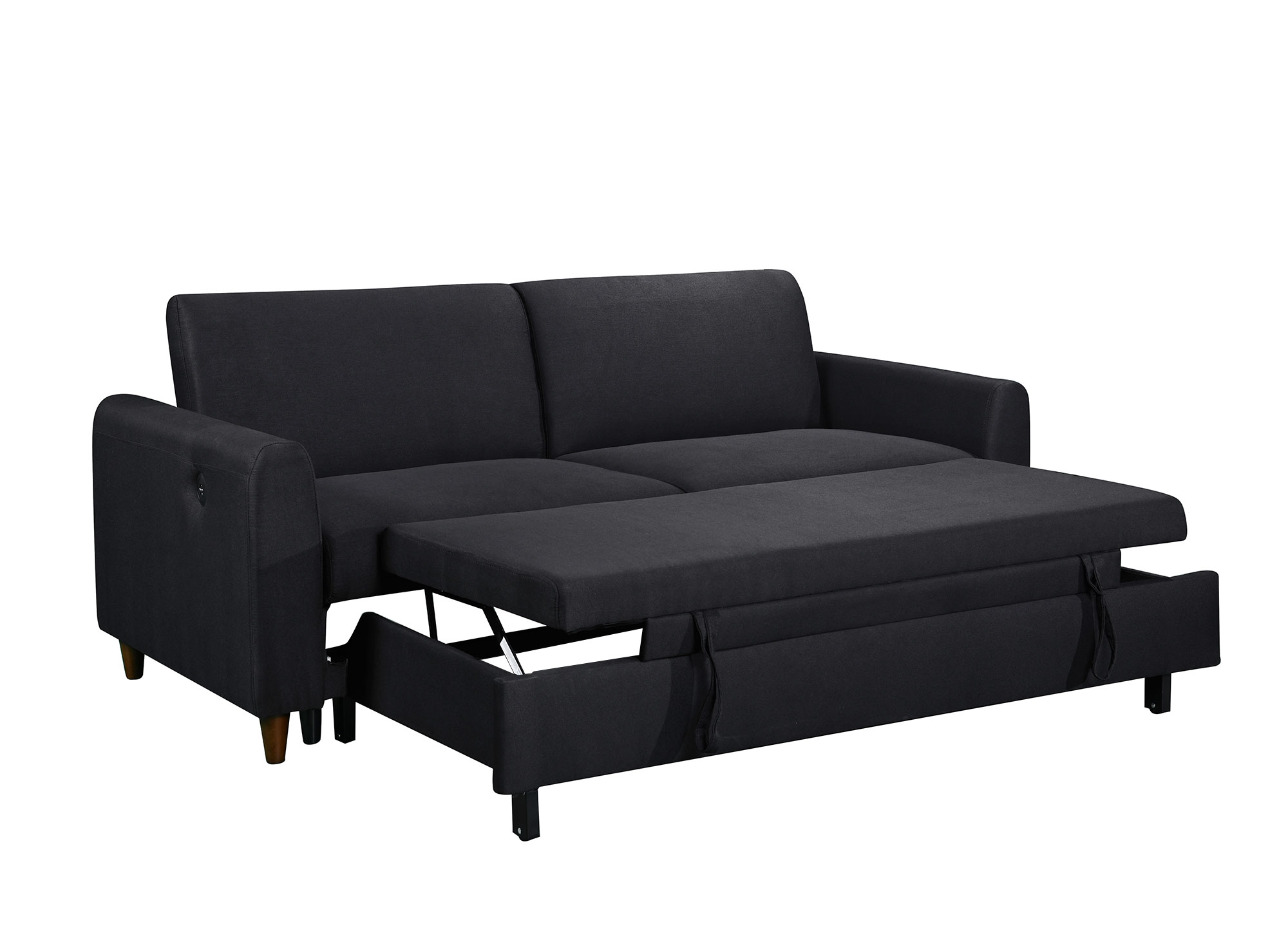 Canapé convertible 3 places en tissu lin noir ROSS