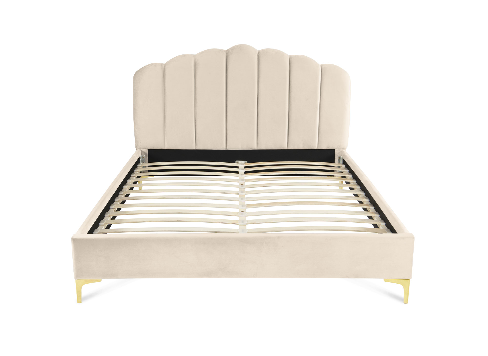 Lit double en velours beige 180x200 cm MARION