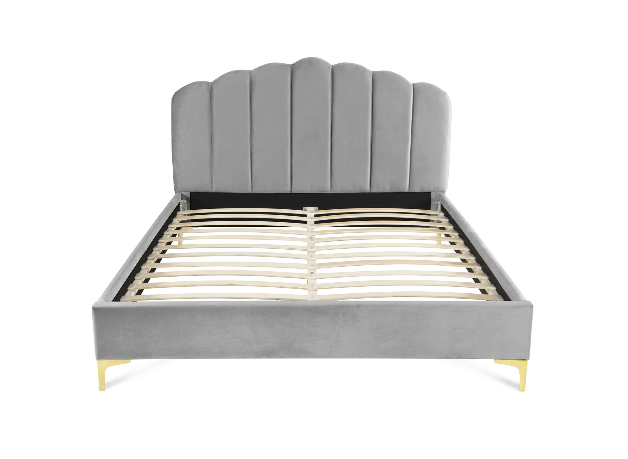 Lit double en velours gris 140x190 cm MARION
