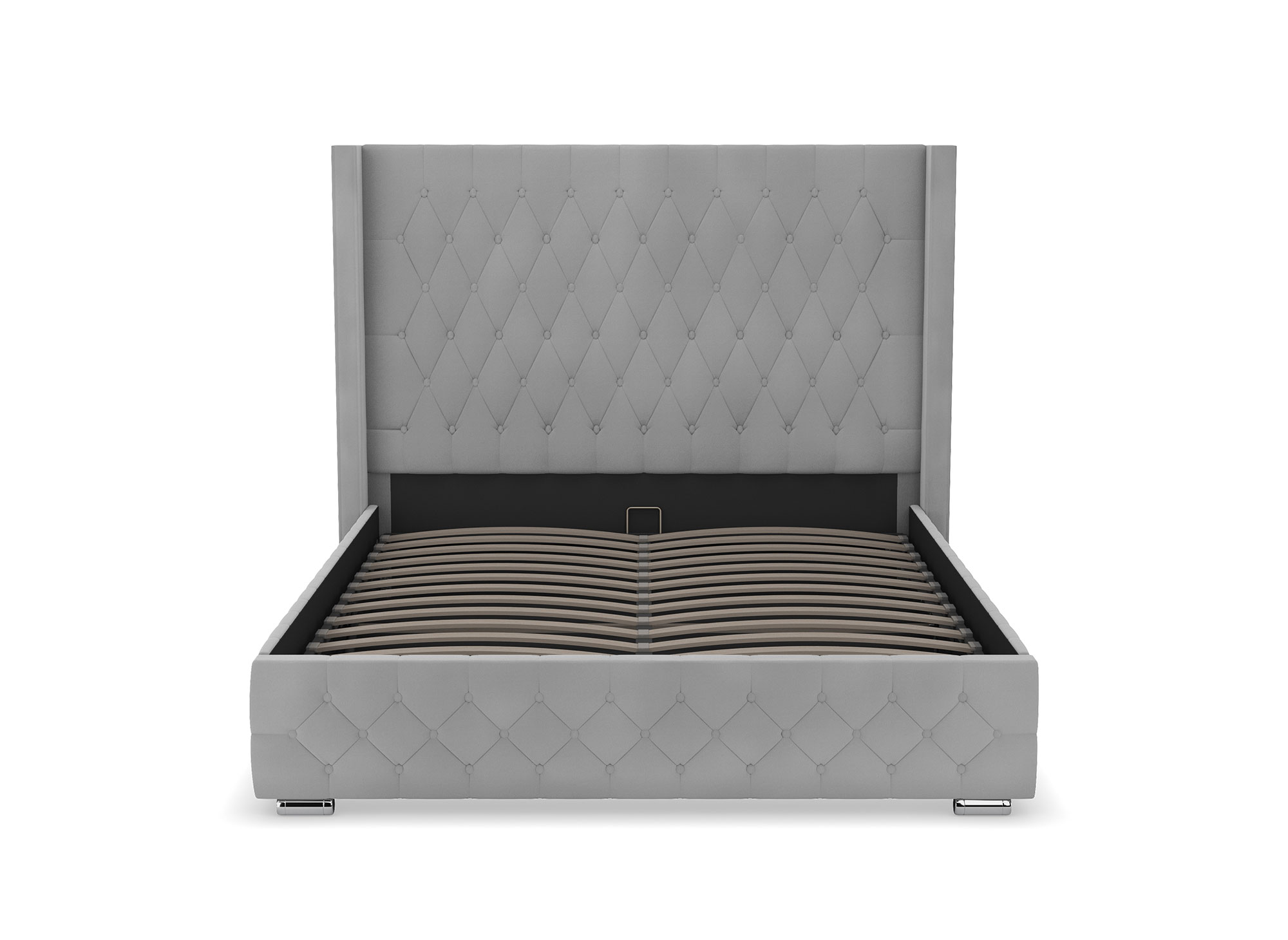 Lit coffre en velours  gris 180X200 cm PERLA