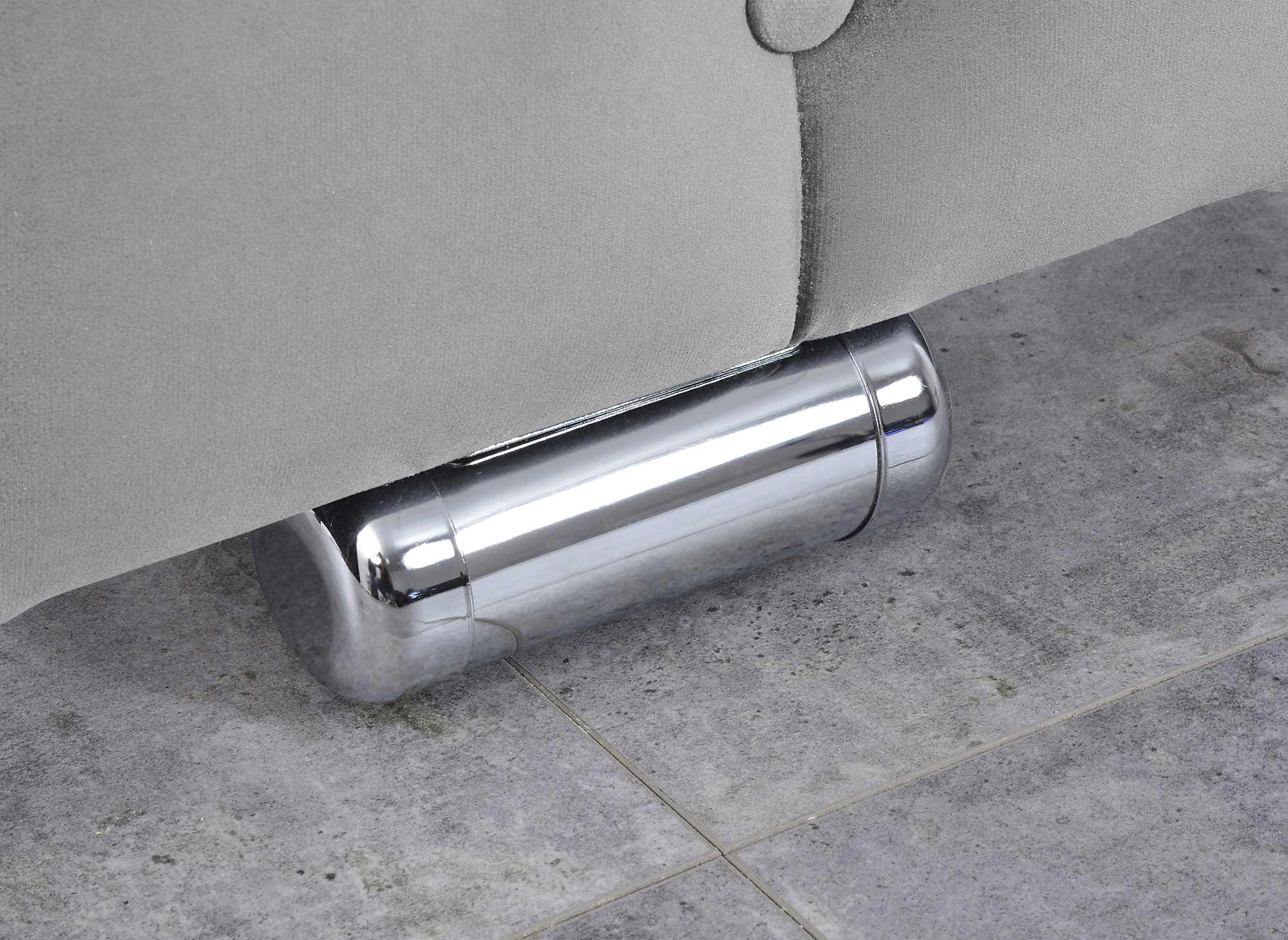 Lit coffre en velours gris 140X190 cm PERLA