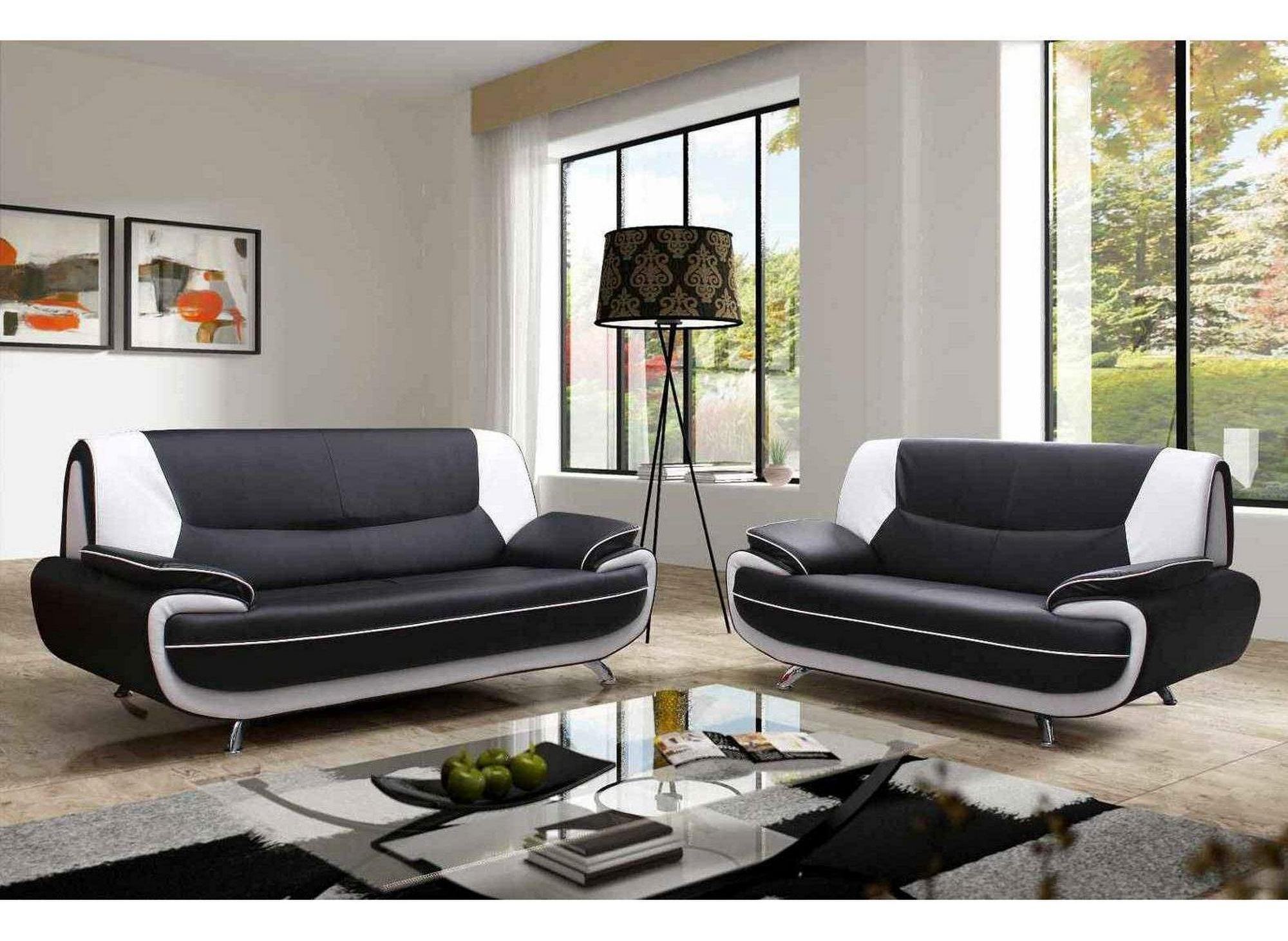 DECO IN PARIS - Canape 3 2 places design noir et blanc ...