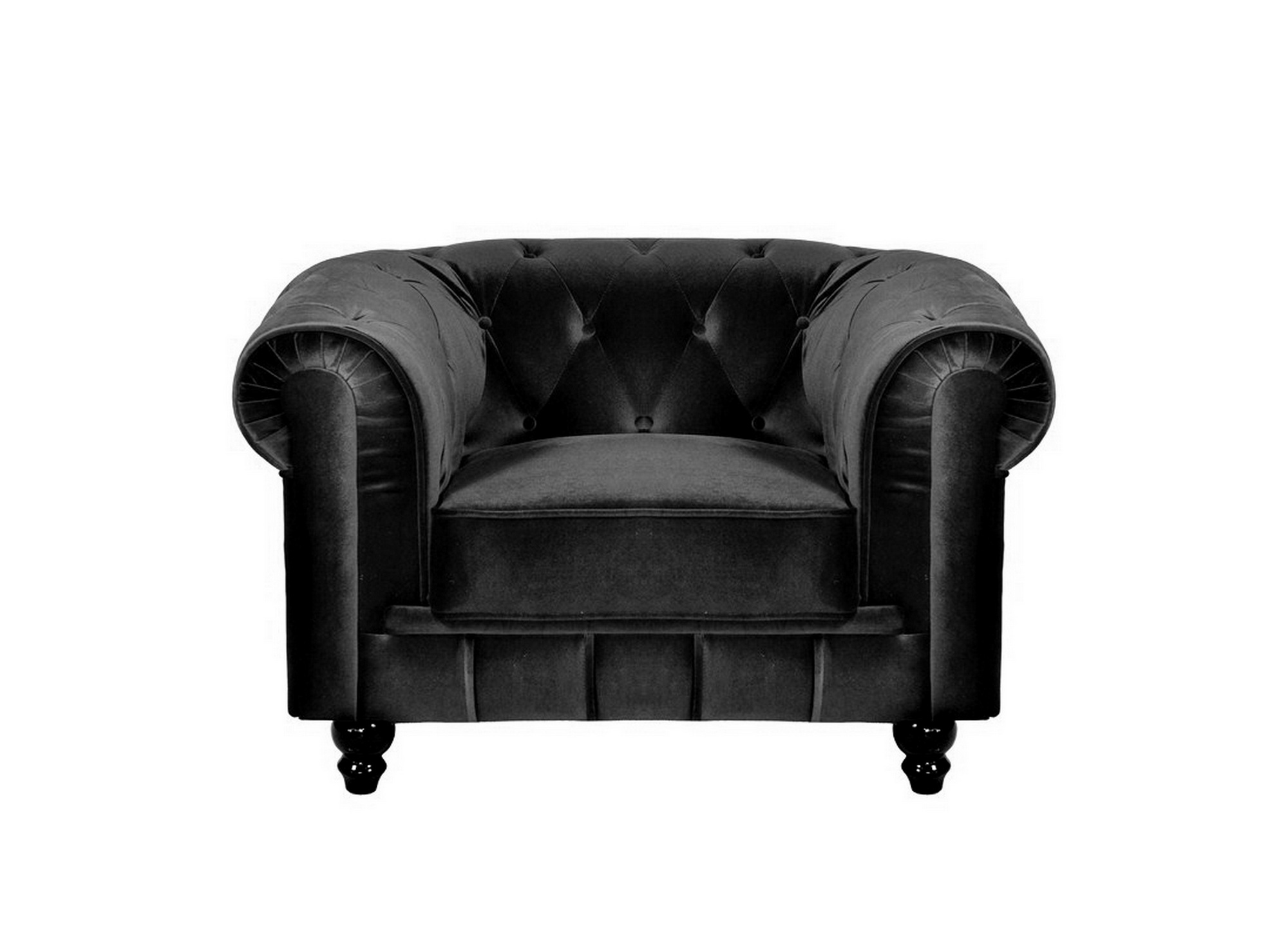 Fauteuil velours Noir CHESTERFIELD