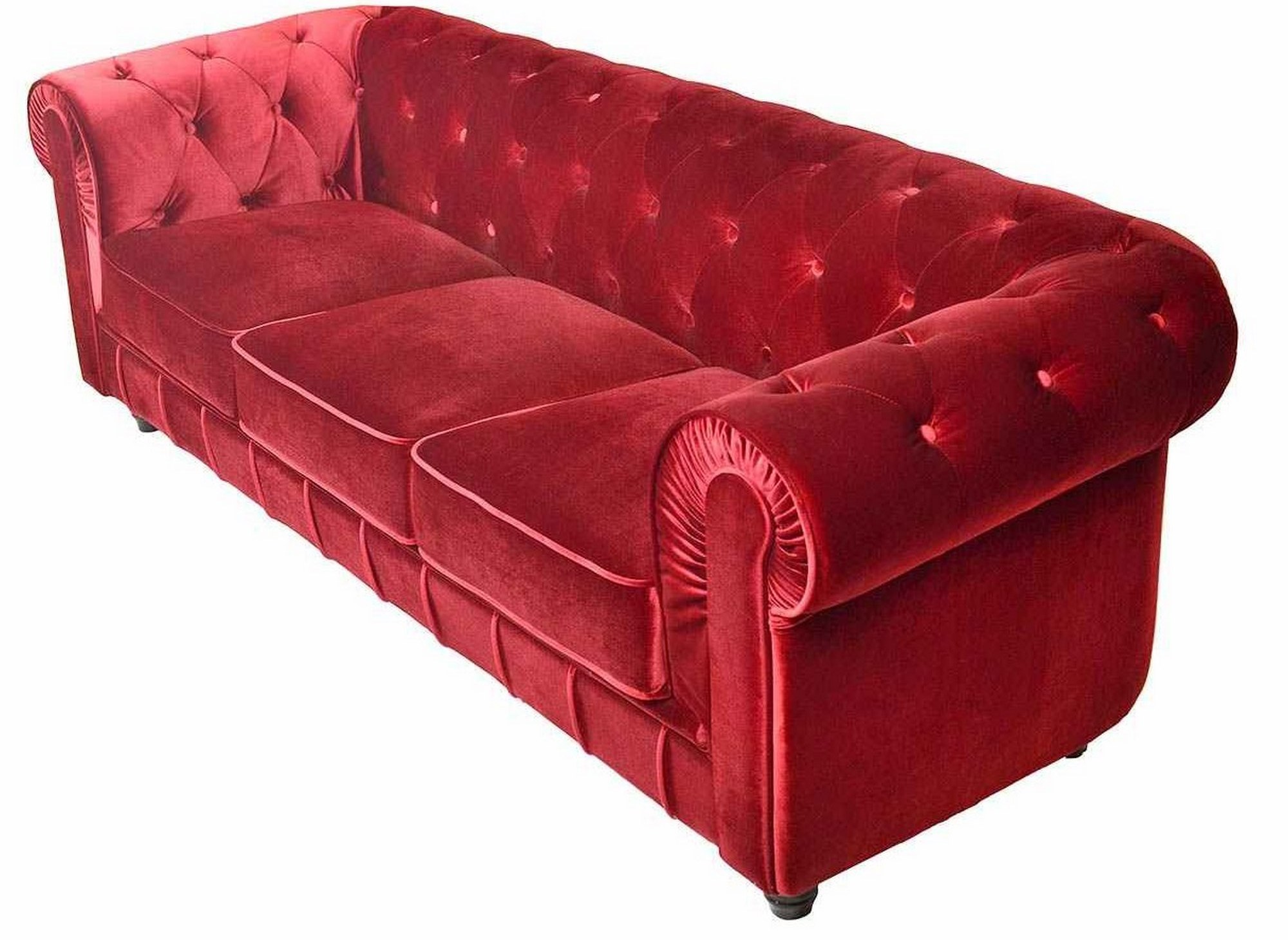 Velours 3 Canapé Chesterfield Rouge Places l5TF3uK1Jc