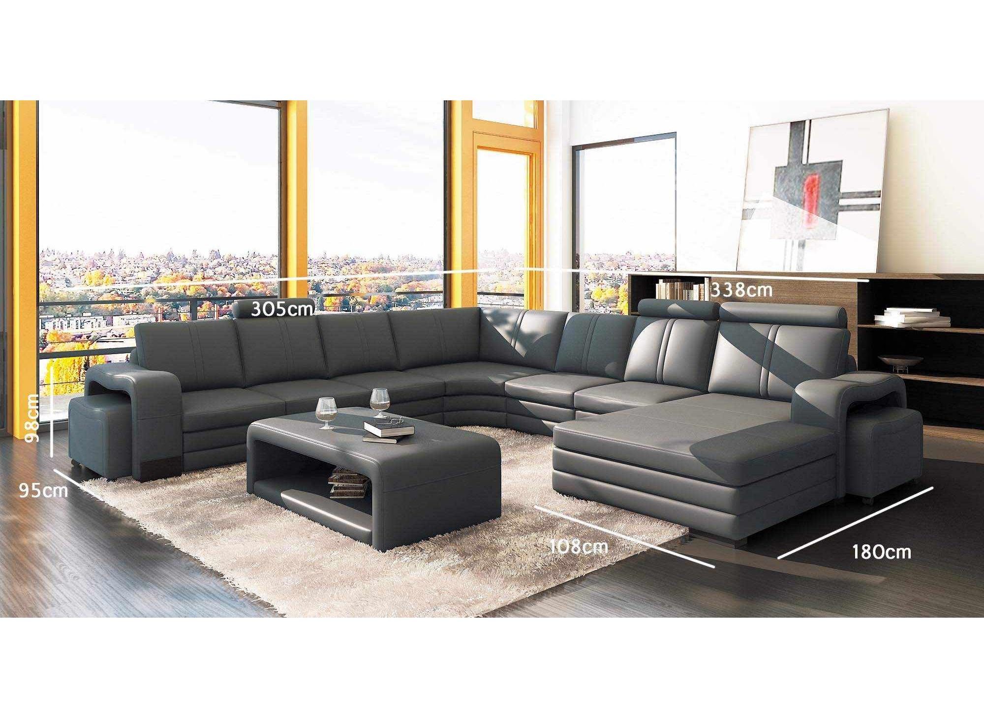 DECO IN PARIS - Canape d angle panoramique cuir gris 10 ...