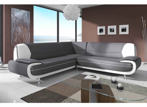 Canapé d'angle design gris et blanc MARITA XL