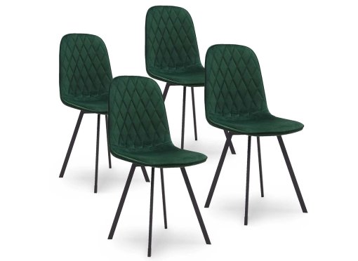 Lot de 4 chaises en tissu velours vert AMBRE