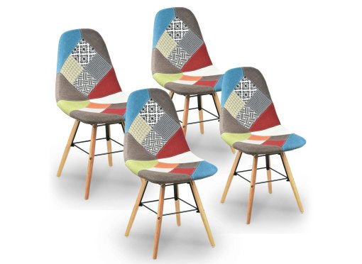 Lot de 4 chaises patchwork design NINA