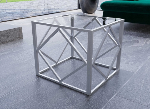 Table basse rectangulaire Design Verre et métal 142x92cm LOUVRE, Tables  basses