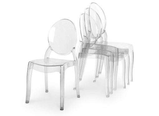 Lot de 4 chaises en plexi transparent avec accoudoirs TOLGA - DIP