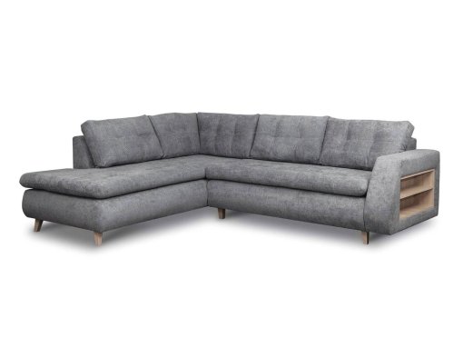 Canapé d’angle design scandinave en tissu gris ESTHER - Angle Gauche
