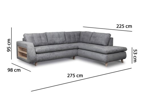 Canapé d’angle design scandinave en tissu gris ESTHER - Angle Droit