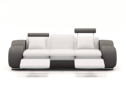Canapé design 3 places cuir blanc et gris + têtières relax OSLO