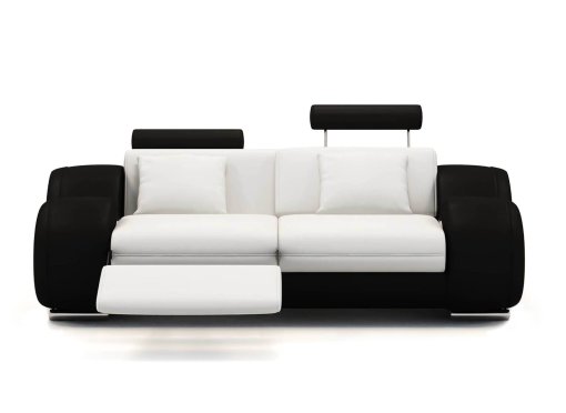 Canapé 2 places design relax OSLO en cuir blanc et noir