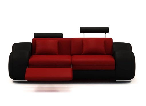 Canapé 2 places design relax OSLO en cuir rouge et noir