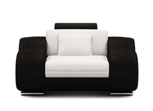 Fauteuil cuir relax design blanc et noir OSLO