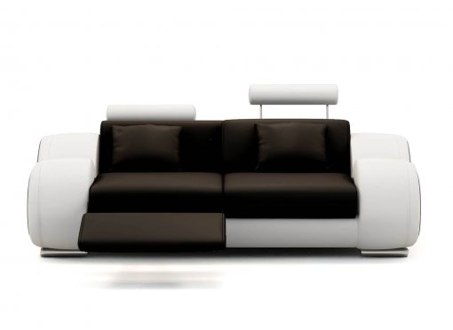 Canapé 2 places design relax OSLO en cuir noir et blanc