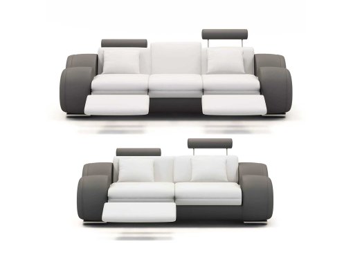 Ensemble cuir relax OSLO 3+2 places design blanc et gris