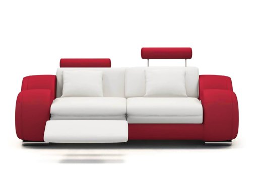 Canapé 2 places design relax OSLO en cuir blanc et rouge