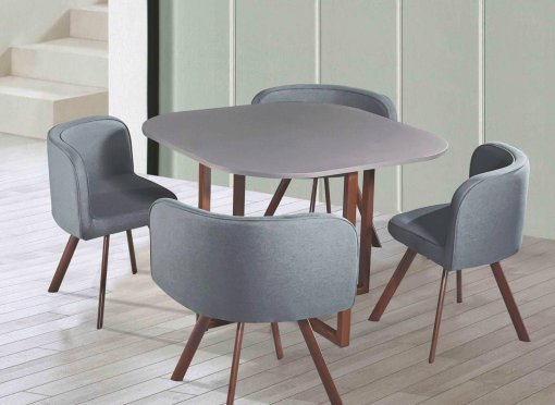 Ensemble table + 4 chaises encastrables gris FLEN