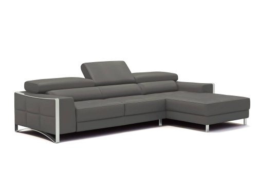 Canapé d'angle design en cuir gris SHEYLA - Angle Droit