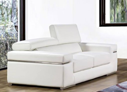 Canapé 2 places en cuir blanc THOMAS