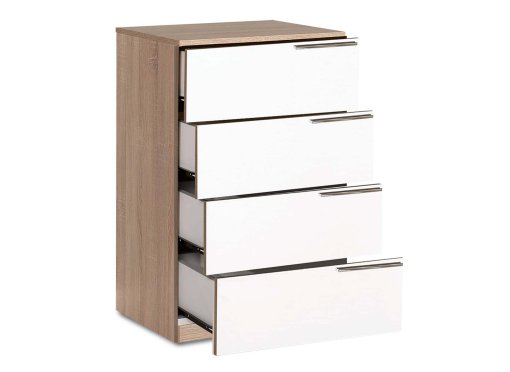 Commode design couleur bois et blanc 4 tiroirs CLEO