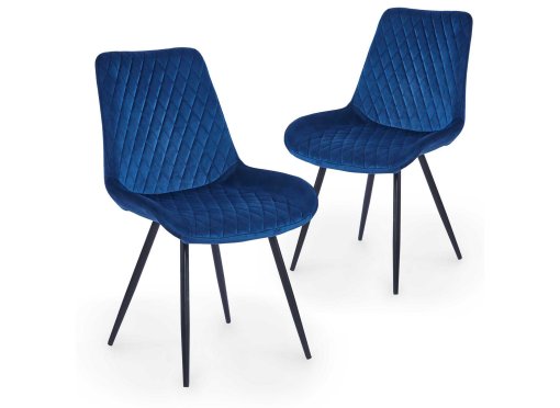 Lot de 2 chaises design en velours bleu YOLA