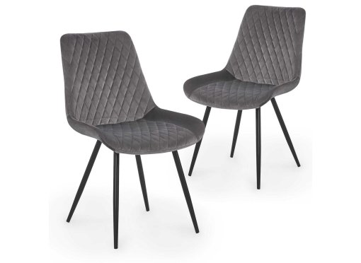 Lot de 2 chaises design en velours gris YOLA