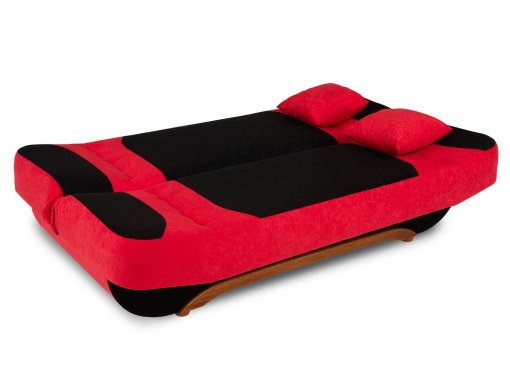 Canapé clic clac en tissu noir et rouge convertible ELONA
