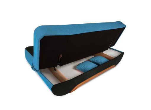 Canapé clic clac en tissu noir et bleu convertible ELONA