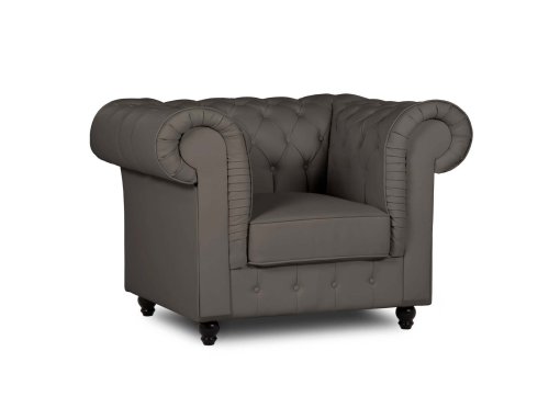 Fauteuil chesterfield en simili cuir taupe - WILSTON