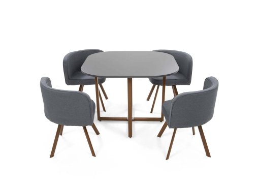 Ensemble table + 4 chaises encastrables gris FLEN