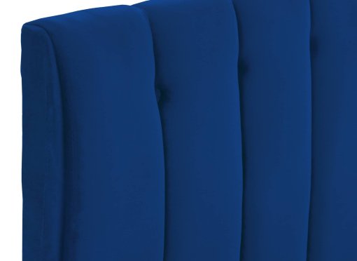 Lit double capitonné en tissu velours bleu VALENTINE 140x190 cm