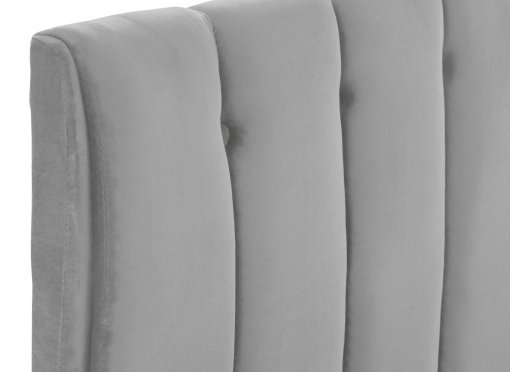 Lit double capitonné en tissu velours gris VALENTINE 140x190 cm